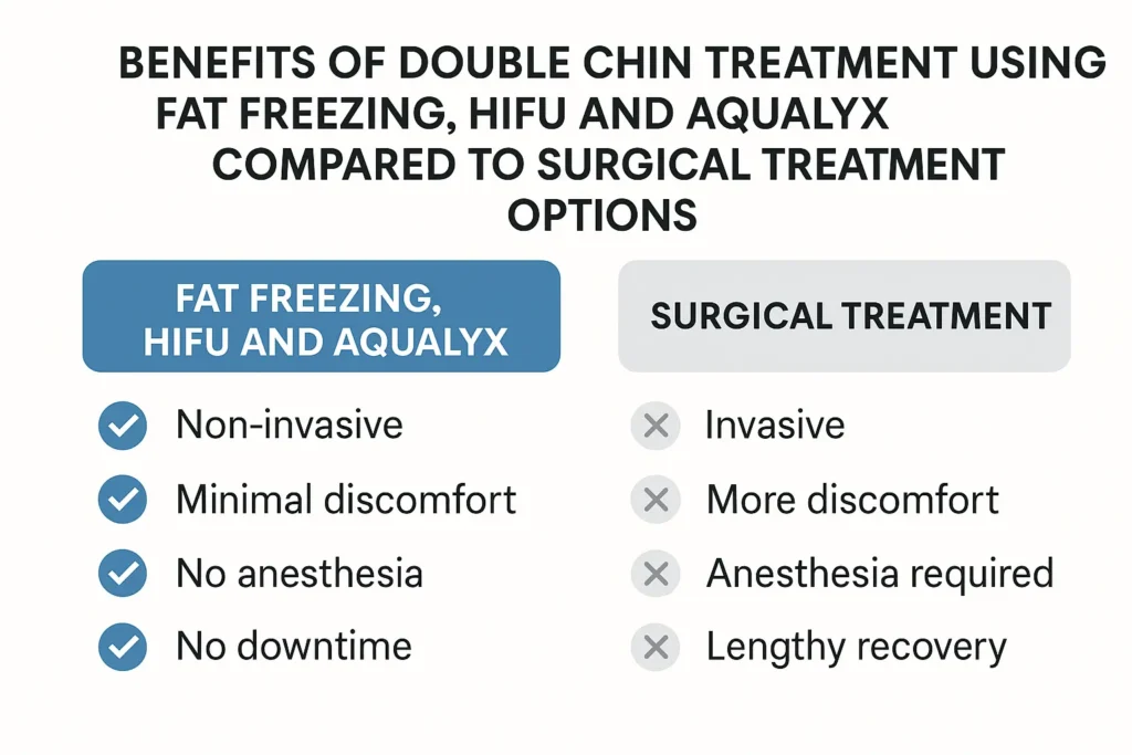 Graphic about the benefits of double chin treatment Bedford Park - from LA LIPO