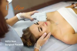 Woman having Hi-Fu to reduce wrinkles Bedford Park.