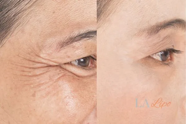 Before and after results of woman - HI-fu wrinkles reduction treatment Bedford Park