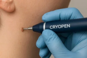 Person receiving skin tag removal Bedford Park