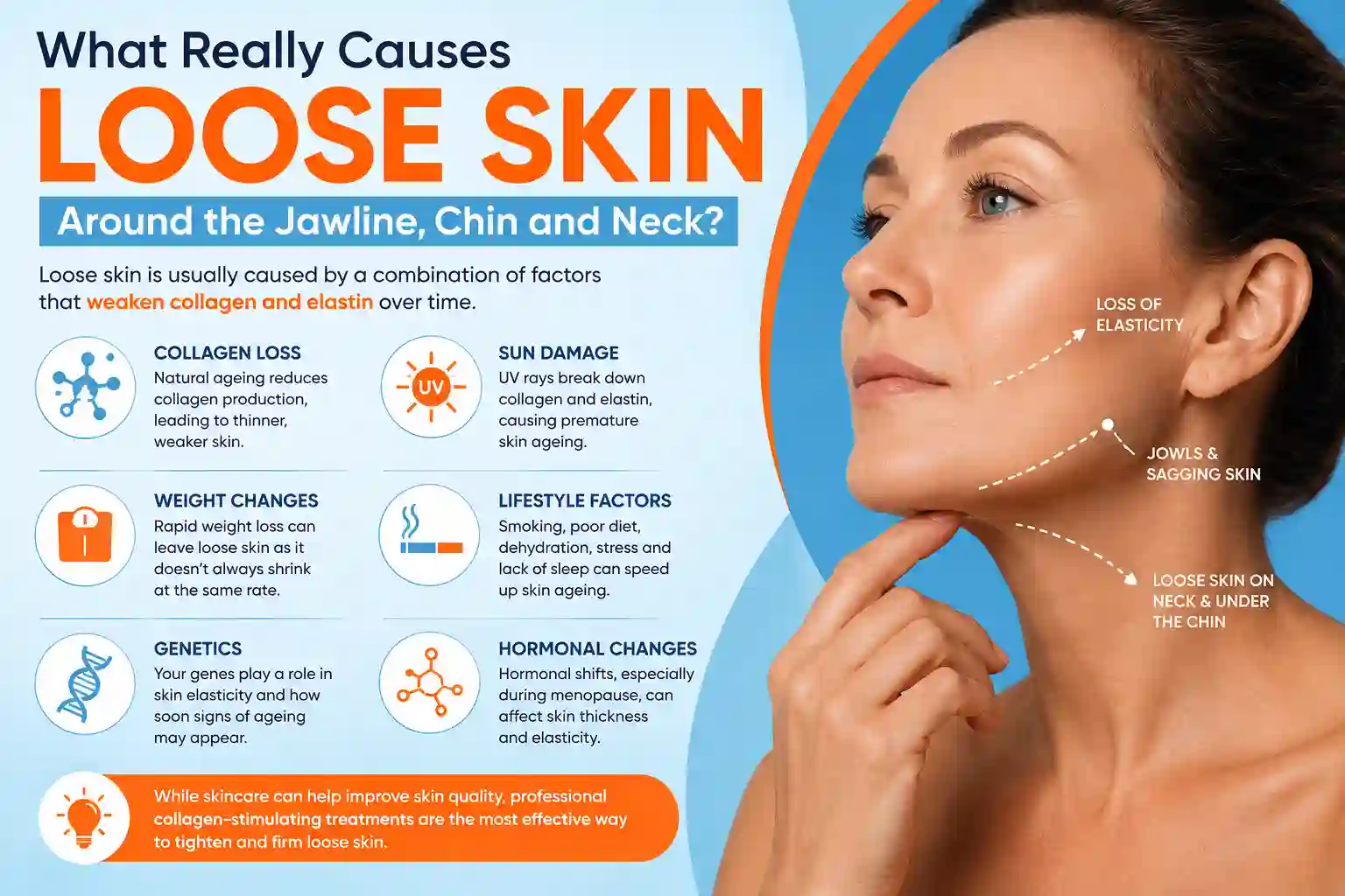 What Really Causes Loose Skin Around the Jawline, Chin and Neck Bedford Park?